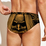 Gold Odin With Huginn And Muninn Print Men's Swim Briefs
