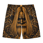 Gold Odin With Huginn And Muninn Print Men's Swim Trunks