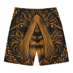 Gold Odin With Huginn And Muninn Print Men's Swim Trunks