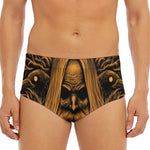 Gold Odin With Huginn And Muninn Print Men's Triangle Swim Briefs