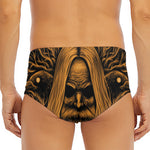 Gold Odin With Huginn And Muninn Print Men's Triangle Swim Briefs