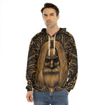 Gold Odin With Huginn And Muninn Print Men's Velvet Pullover Hoodie