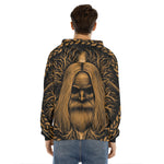 Gold Odin With Huginn And Muninn Print Men's Velvet Pullover Hoodie