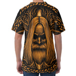 Gold Odin With Huginn And Muninn Print Men's Velvet T-Shirt
