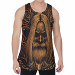 Gold Odin With Huginn And Muninn Print Men's Velvet Tank Top