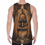 Gold Odin With Huginn And Muninn Print Men's Velvet Tank Top
