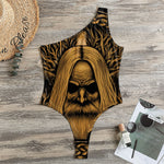 Gold Odin With Huginn And Muninn Print One Shoulder Bodysuit