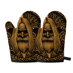 Gold Odin With Huginn And Muninn Print Oven Mitts