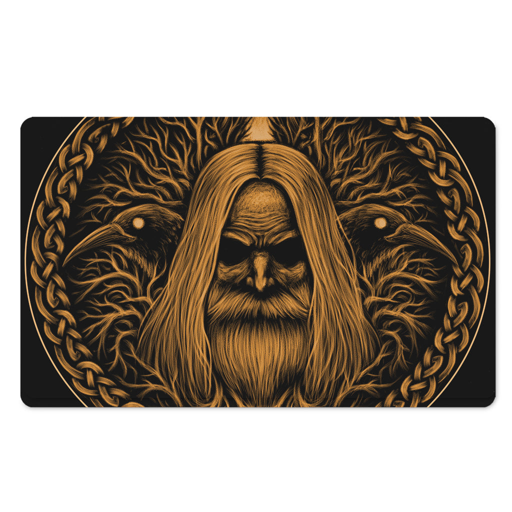 Gold Odin With Huginn And Muninn Print Polyester Doormat