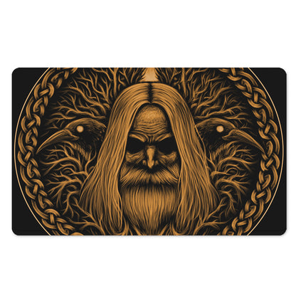 Gold Odin With Huginn And Muninn Print Polyester Doormat