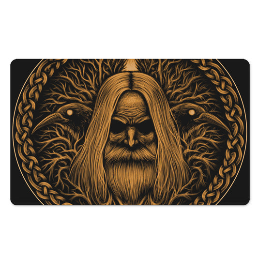 Gold Odin With Huginn And Muninn Print Polyester Doormat