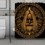 Gold Odin With Huginn And Muninn Print Polyester Shower Curtain