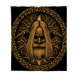 Gold Odin With Huginn And Muninn Print Polyester Shower Curtain