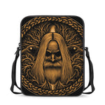 Gold Odin With Huginn And Muninn Print Rectangular Crossbody Bag