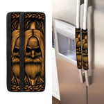 Gold Odin With Huginn And Muninn Print Refrigerator Handle Covers
