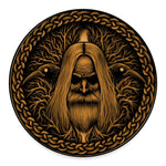 Gold Odin With Huginn And Muninn Print Round Floor Mat