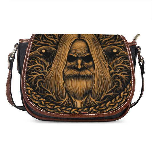 Gold Odin With Huginn And Muninn Print Saddle Bag