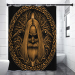Gold Odin With Huginn And Muninn Print Shower Curtain