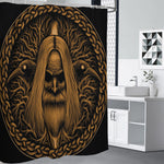 Gold Odin With Huginn And Muninn Print Shower Curtain