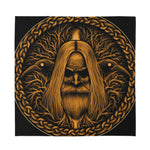Gold Odin With Huginn And Muninn Print Silk Bandana