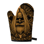 Gold Odin With Huginn And Muninn Print Single Oven Mitt