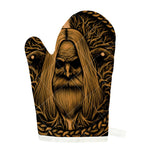 Gold Odin With Huginn And Muninn Print Single Oven Mitt