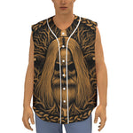 Gold Odin With Huginn And Muninn Print Sleeveless Baseball Jersey