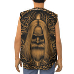 Gold Odin With Huginn And Muninn Print Sleeveless Baseball Jersey