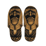 Gold Odin With Huginn And Muninn Print Slippers