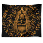 Gold Odin With Huginn And Muninn Print Tapestry