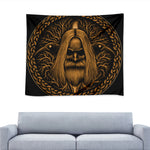 Gold Odin With Huginn And Muninn Print Tapestry