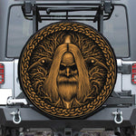 Gold Odin With Huginn And Muninn Print Tire Cover