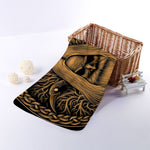 Gold Odin With Huginn And Muninn Print Towel
