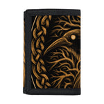 Gold Odin With Huginn And Muninn Print Trifold Wallet