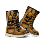 Gold Odin With Huginn And Muninn Print Winter Boots