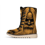 Gold Odin With Huginn And Muninn Print Winter Boots