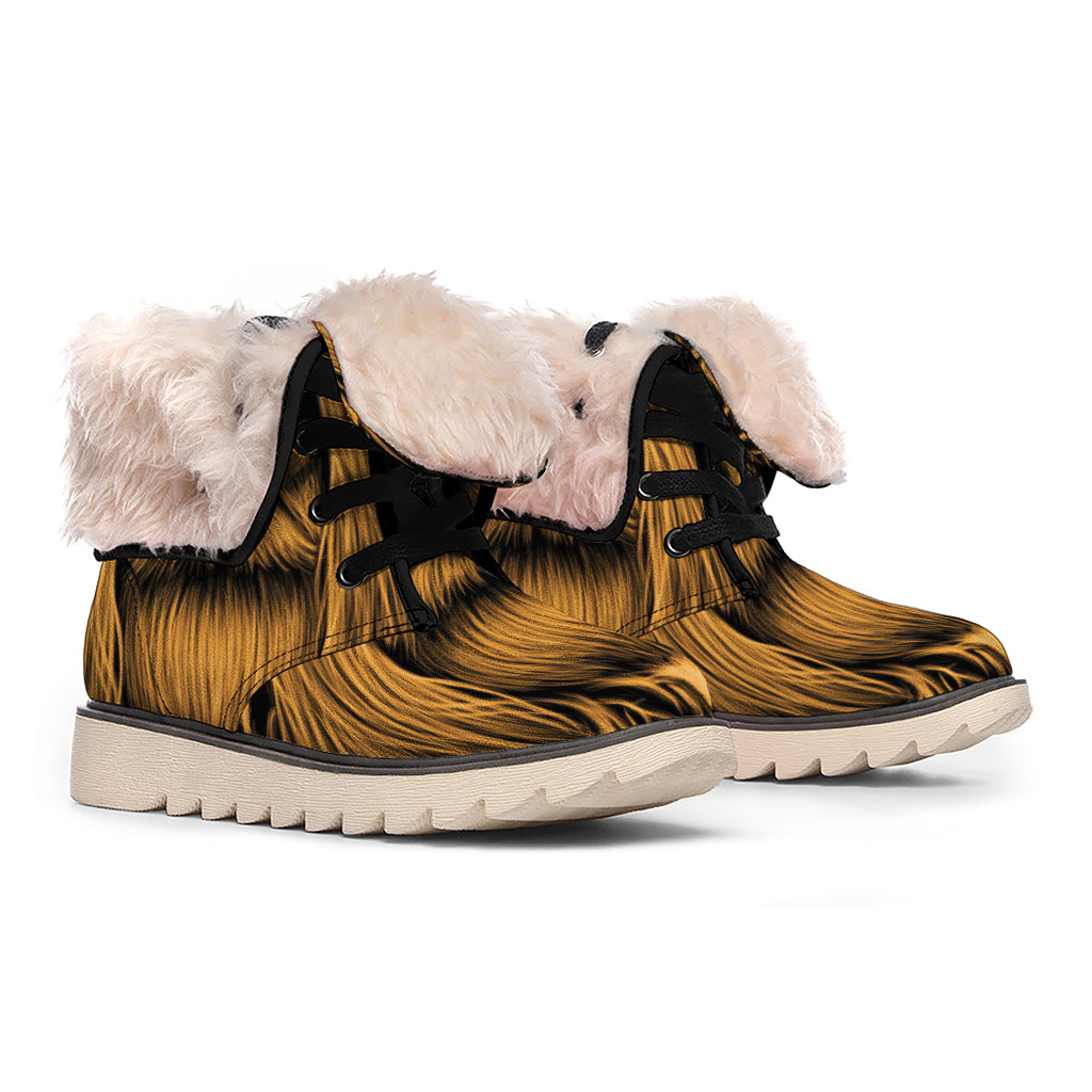 Gold Odin With Huginn And Muninn Print Winter Boots