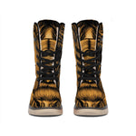 Gold Odin With Huginn And Muninn Print Winter Boots