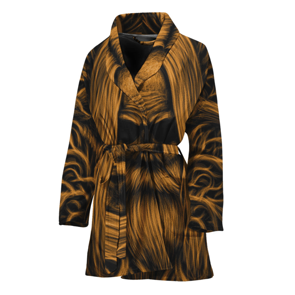 Gold Odin With Huginn And Muninn Print Women's Bathrobe