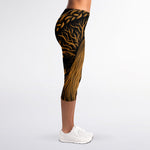 Gold Odin With Huginn And Muninn Print Women's Capri Leggings