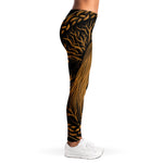Gold Odin With Huginn And Muninn Print Women's Leggings