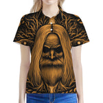 Gold Odin With Huginn And Muninn Print Women's Polo Shirt