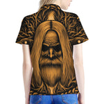 Gold Odin With Huginn And Muninn Print Women's Polo Shirt