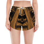 Gold Odin With Huginn And Muninn Print Women's Split Running Shorts