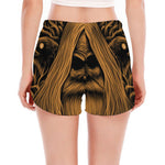Gold Odin With Huginn And Muninn Print Women's Split Running Shorts