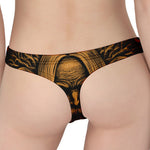 Gold Odin With Huginn And Muninn Print Women's Thong