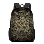 Gold Om Lotus Print 17 Inch Backpack