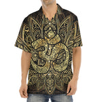 Gold Om Lotus Print Aloha Shirt