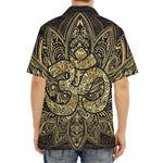 Gold Om Lotus Print Aloha Shirt