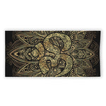 Gold Om Lotus Print Beach Towel
